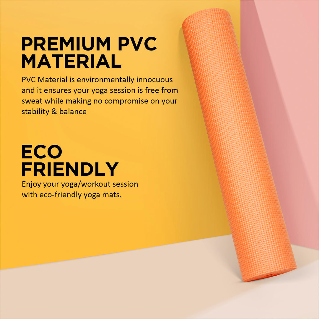 Non-Toxic Phthalate Free Best Quality and Anti slip PVC Eco Friendly 4 mm Yoga Mat (Orange)