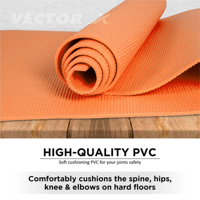 Non-Toxic Phthalate Free Best Quality and Anti slip PVC Eco Friendly 4 mm Yoga Mat (Orange)