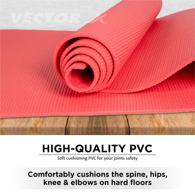 Non-Toxic Phthalate Free Best Quality and Anti slip PVC Eco Friendly 4 mm Yoga Mat (Red)