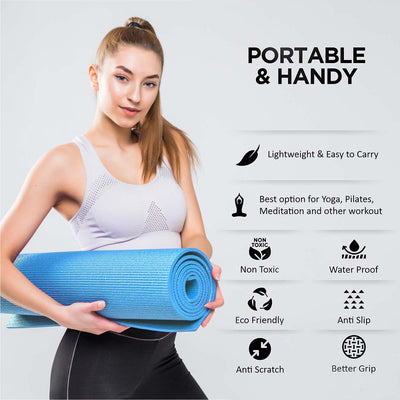 Non-Toxic Phthalate Free Best Quality and Anti slip PVC Eco Friendly 4 mm Yoga Mat (Teal)