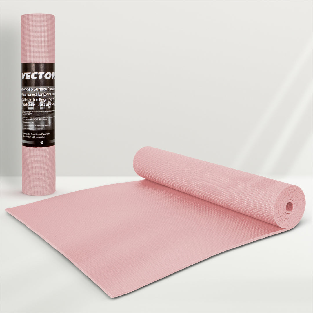 Non-Toxic Phthalate Free Best Quality and Anti slip PVC Eco Friendly 4 mm Yoga Mat (Pink)