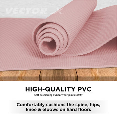 Non-Toxic Phthalate Free Best Quality and Anti slip PVC Eco Friendly 4 mm Yoga Mat (Pink)