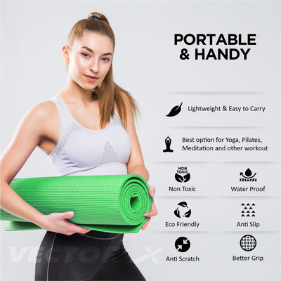 Non-Toxic Phthalate Free Best Quality and Anti slip PVC Eco Friendly 6 mm mm Yoga Mat (Green)