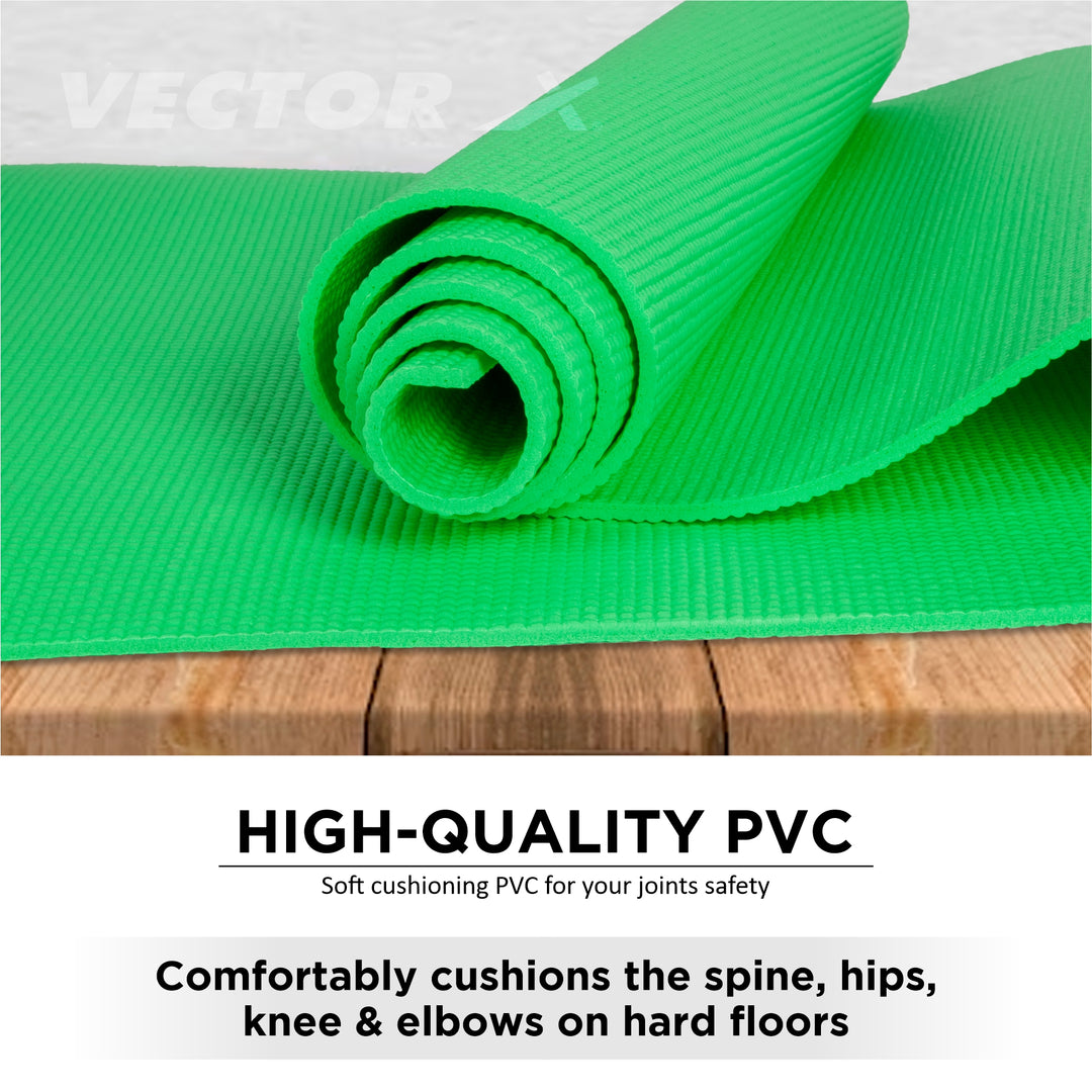 Non-Toxic Phthalate Free Best Quality and Anti slip PVC Eco Friendly 6 mm mm Yoga Mat (Green)