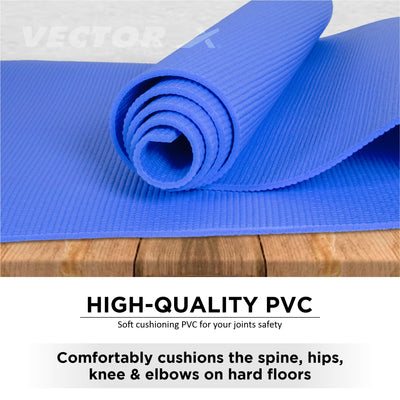 Non-Toxic Phthalate Free Best Quality and Anti slip PVC Eco Friendly 6 mm mm Yoga Mat (Navy)