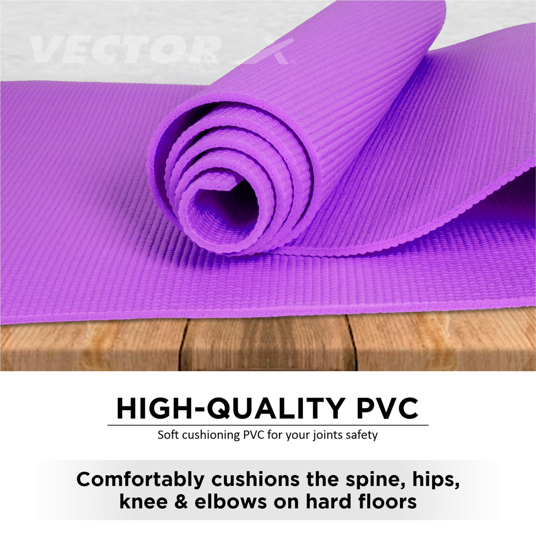 Non-Toxic Phthalate Free Best Quality and Anti slip PVC Eco Friendly 6 mm mm Yoga Mat (Purple)