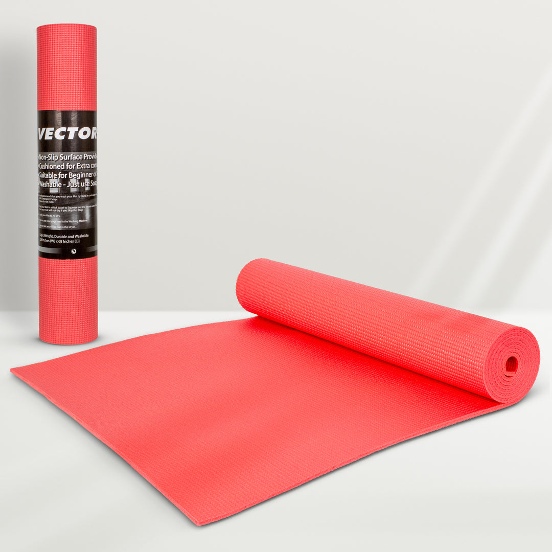 Non-Toxic Phthalate Free Best Quality and Anti slip PVC Eco Friendly 6 mm mm Yoga Mat (Red)