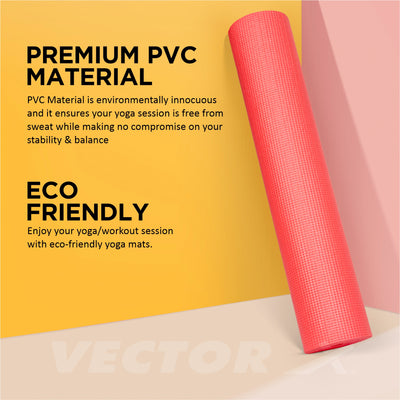 Non-Toxic Phthalate Free Best Quality and Anti slip PVC Eco Friendly 6 mm mm Yoga Mat (Red)