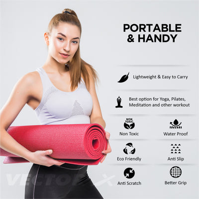 Non-Toxic Phthalate Free Best Quality and Anti slip PVC Eco Friendly 6 mm mm Yoga Mat (Red)