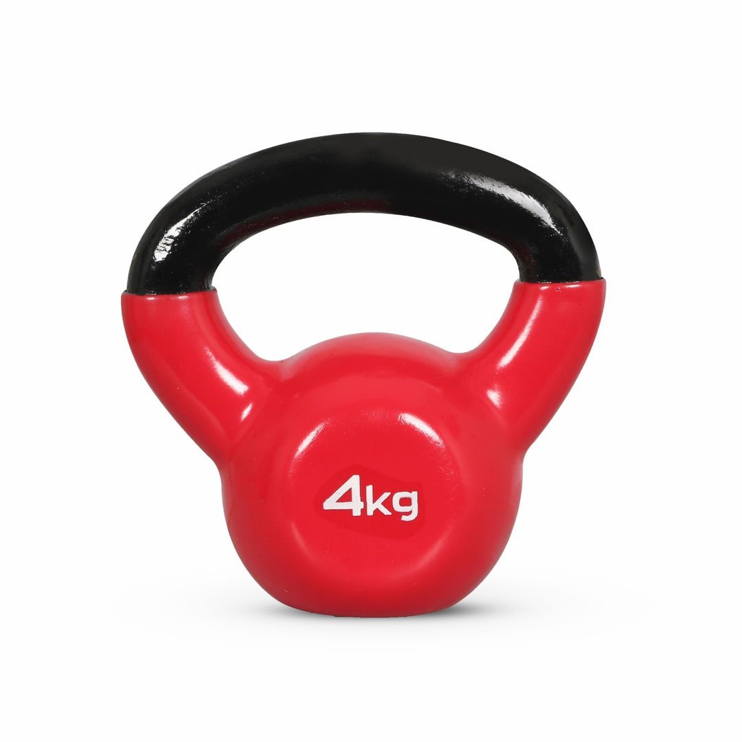 Vinyl Half Coating Kettle Bell for Gym & Workout 4 Kg Red Kettlebell (4 kg)