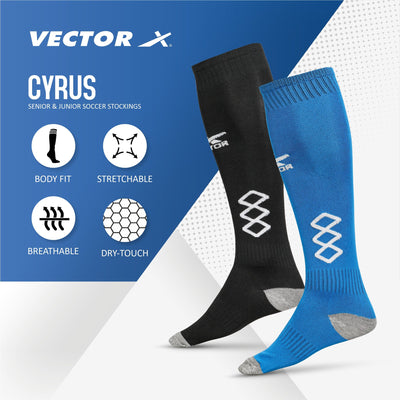 Unisex Knee High (Pack of 2) Free Size (Blue-Black)