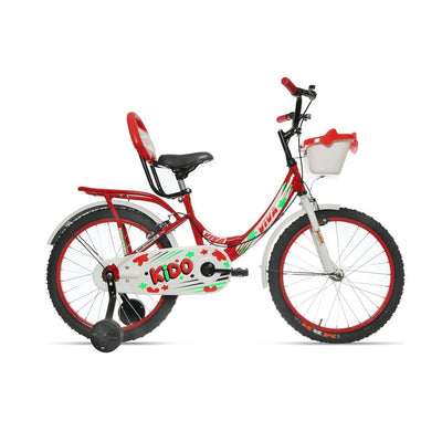 KIDO Single Speed 20T Steel Single Speed Bicycle for Girls with Training Wheels and Basket (Red-White) Suitable for Age : 7 years to 10 Years || Height : 3ft 10inches to 4ft 7inches