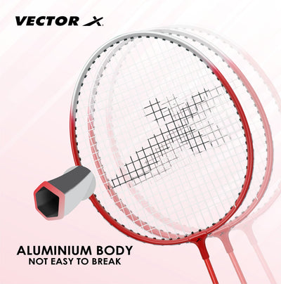 VXB-140 Full Cover Red Strung Badminton Racquet (Pack of: 1 | 90 g)