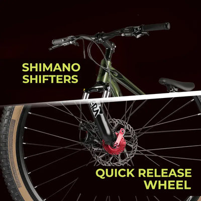 Alpha pro gen 2 | 21 speed 29T Mountain Cycle (21 Gear, Green, Only Front Suspension) 6061 ALLOY FRAME | SHIMANO ACERA