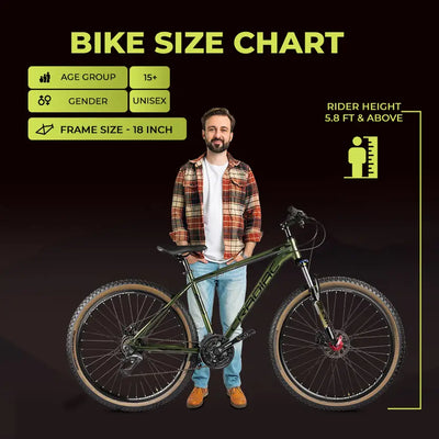 Alpha pro gen 2 | 21 speed 29T Mountain Cycle (21 Gear, Green, Only Front Suspension) 6061 ALLOY FRAME | SHIMANO ACERA