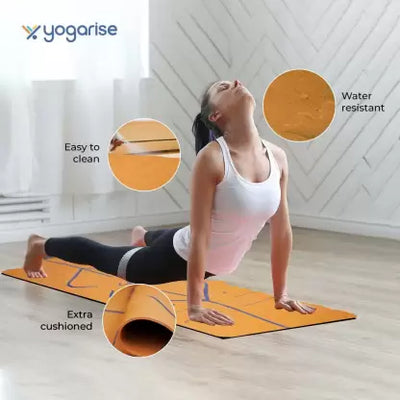 6mm Anti-Skid Yoga Mat With Alignment Lines & Carry Strap Tan