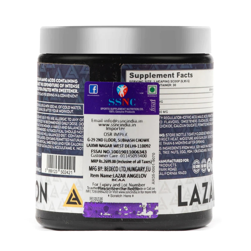 LAZAR ANGELOV NUTRITION Vegan BCAA with 2:1:1 Ratio - Pre/Post & Intra Workout/Amino Acids -Recovery & Performance Boost-Zero Sugar (ORANGE SMOOTHIE)