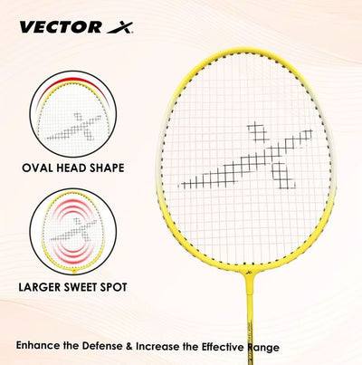 VXB-150 3-4TH Cover Yellow Strung Badminton Racquet (Pack of: 1 | 75 g)