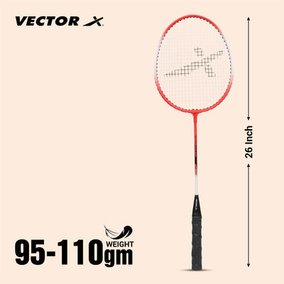 VXB-150 Without Cover Red Strung Badminton Racquet (Pack of: 1 | 75 g)