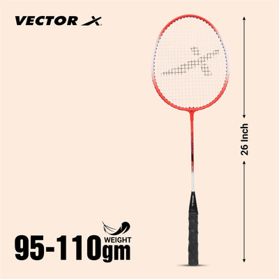 VXB-150 Without Cover Red Strung Badminton Racquet (Pack of: 2 | 75 g)