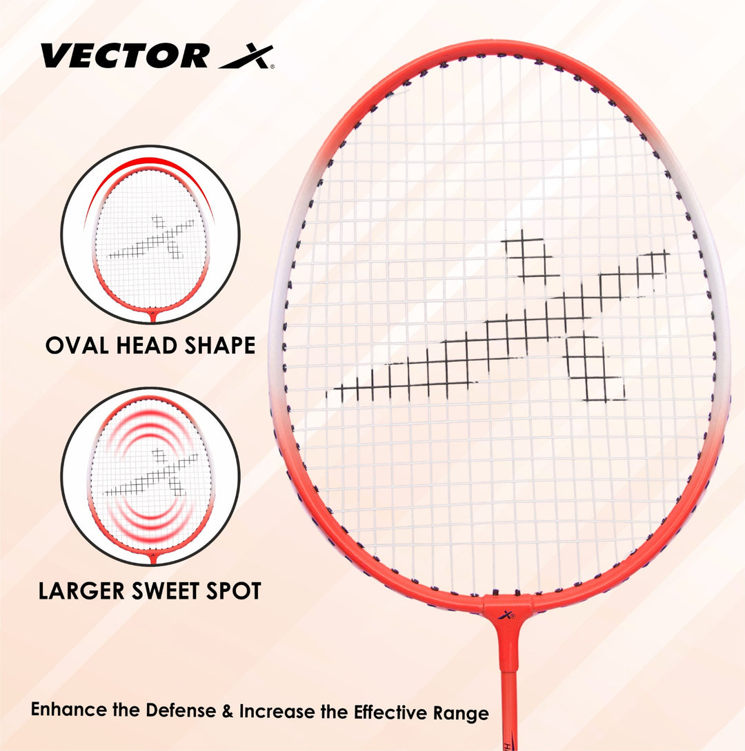 VXB-150 Without Cover Red Strung Badminton Racquet (Pack of: 2 | 75 g)