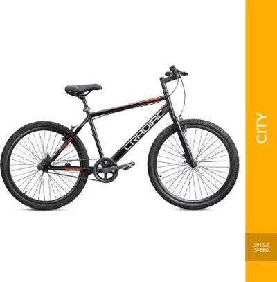 City Single Speed With Complete Accessories 26 T Hybrid Cycle/ City Bike (Single Speed, Black)