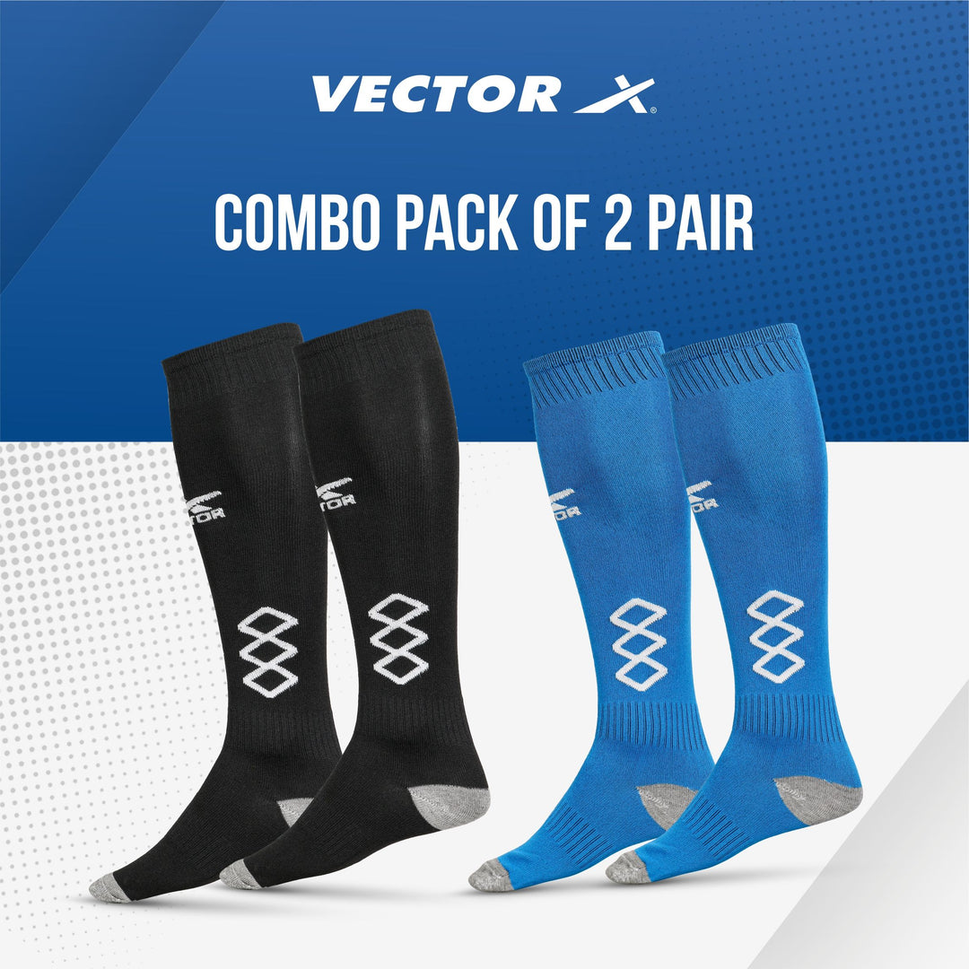 Unisex Knee High (Pack of 2) Free Size (Blue-Black)