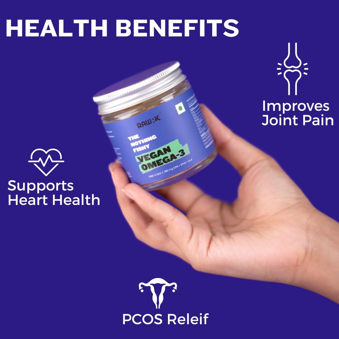 RawRX Vegan Omega 3 & Algae Calcium + D3 Combo Pack For Women & Men | Heart Health & Joint Support Supplement | 60 Omega-3 Capsules + 30 Calcium Tablets