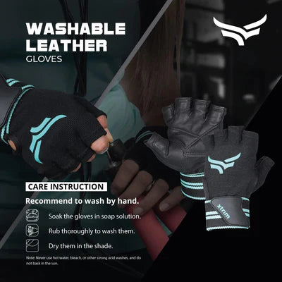 X Macho Unisex Leather Gym Gloves for Professional Weightlifting