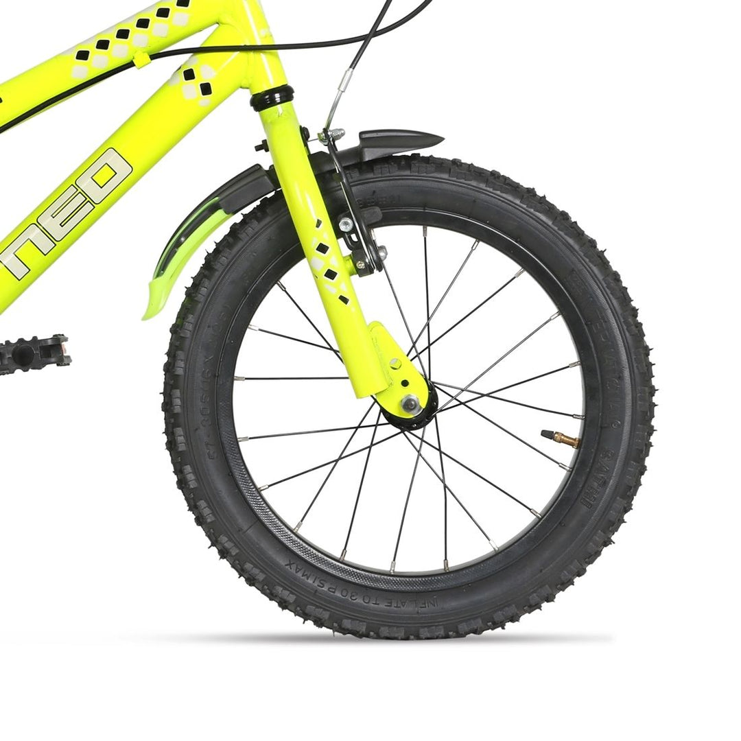 Roller Single Speed 16T Steel Single Speed Bicycle for Kids with Training Wheels (Fluorescent Greem) Suitable for Age : 4 to 6 Years || Height : 3ft 5  to 3ft 9   || Side Supporters inlcuded
