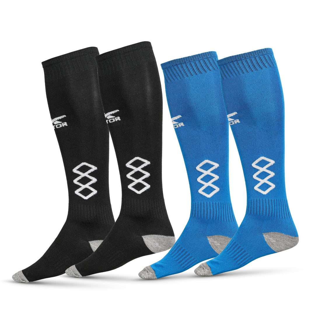 Unisex Knee High (Pack of 2) Free Size (Blue-Black)