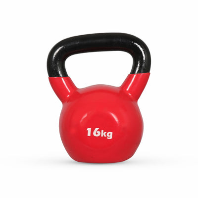 Vinyl Half Coating Kettle Bell for Gym & Workout 16 Kg Red Kettlebell (16 kg)