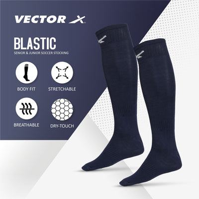 Unisex Solid Knee High (Pack of 2) Free Size (Navy)