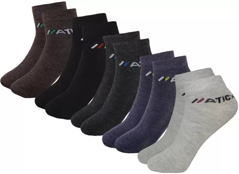 Pack of 5 Socks (Free Size) Men & Women - Solid Cotton Ankle Length Multi-Purpose Socks