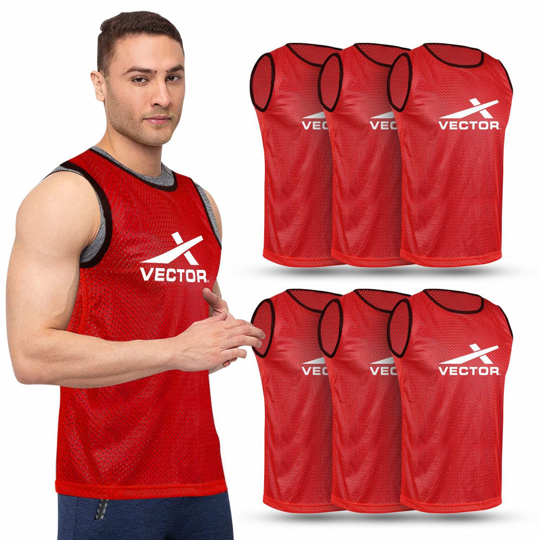 Multipurpose Football Bib (Solid/Regular) Pack of 6 -  Red