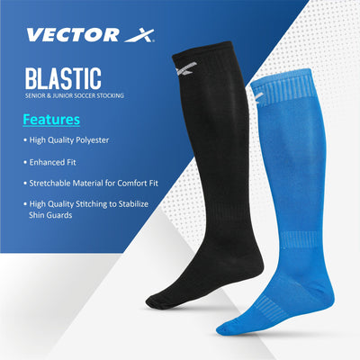 Unisex Solid Knee High (Pack of 4) Free Size (Black & Blue)