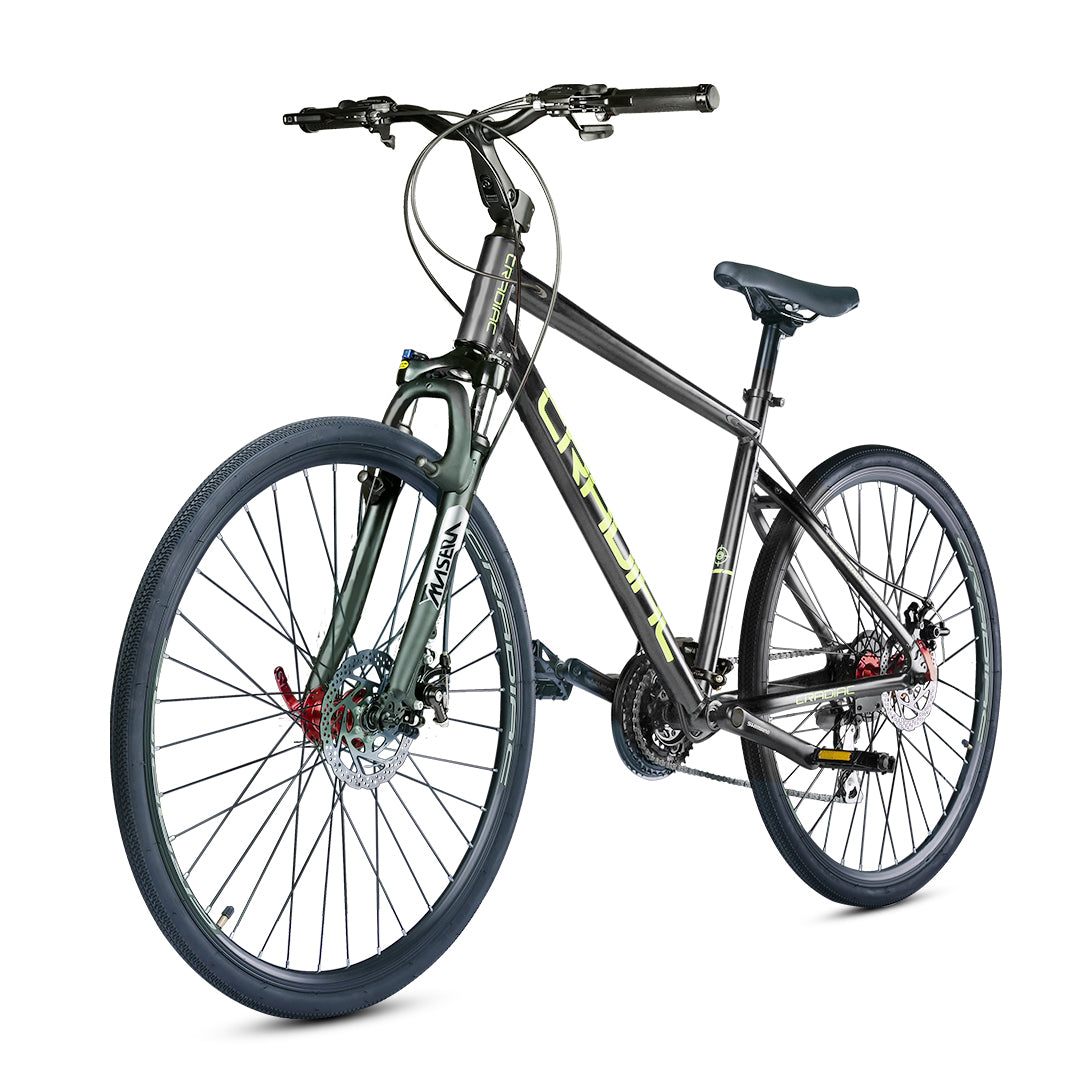 CRADIAC GUNNER PRO MAX | 6061 ALLOY FRAME | SHIMANO ACERA | ZOOM LOCKOUT SUSPENSION 700C T Hybrid Cycle/City Bike  (21 Gear, Grey, Rigid)