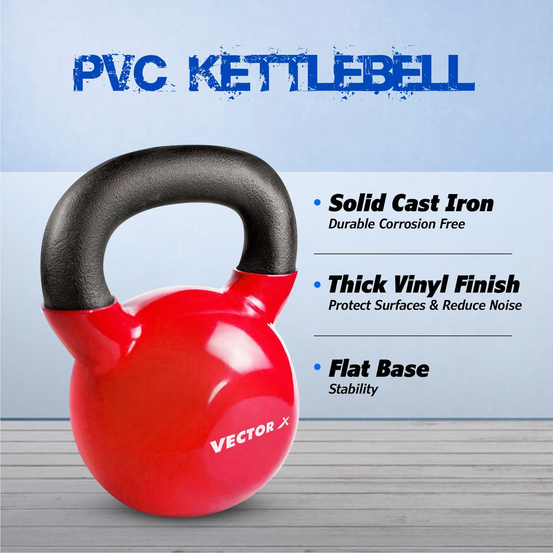 Vinyl Half Coating Kettle Bell for Gym & Workout 4 Kg Red Kettlebell (4 kg)