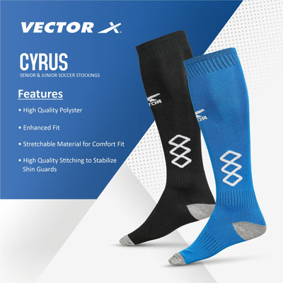 Unisex Knee High (Pack of 2) Free Size (Blue-Black)