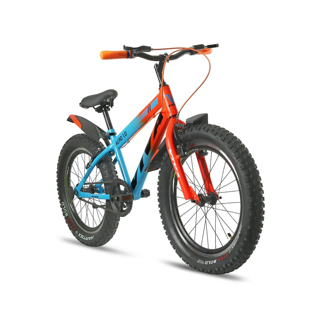 Aero 20x3.0 Semi-Fat Single Speed Bike for Kids (Blue-Orange) Suitable for Age : 7 to 10 Years || Height : 3ft 10  to 4ft 7  