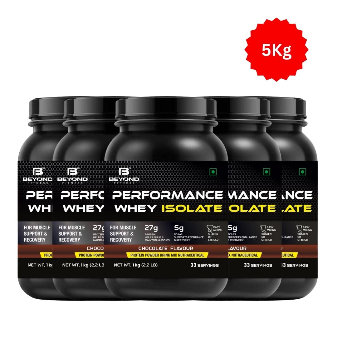 100% Whey Protein Powder - Post Workout Whey Protein Isolate | Zero Artificial Flavors & Sweeteners | Gluten Free | 5g BCAA |Essential Amino Acids | Chocolate 11.02 lb (5 KG) (Pack of 5)