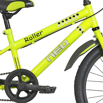 Roller Single Speed 20T Steel Single Speed Bicycle for Kids with Training Wheels (Fluorescent Greem) Suitable for Age : 7 to 10 Years || Height : 3ft 10  to 4ft 7  