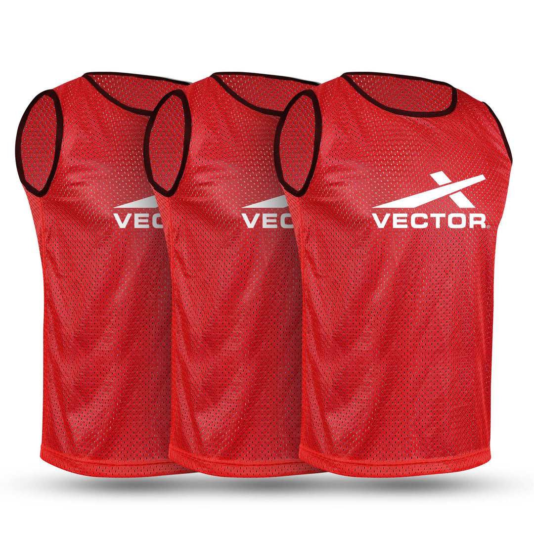 Multipurpose Football Bib (Solid/Regular) Pack of 3 -  Red