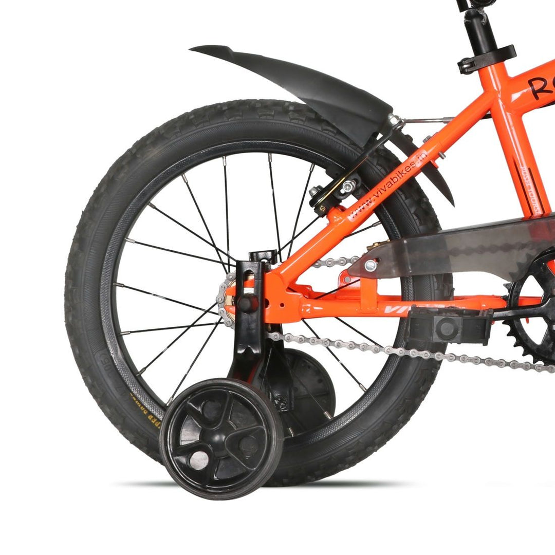 Roller Single Speed 16T Steel Single Speed Bicycle for Kids with Training Wheels (Fluorescent Orange) Suitable for Age : 4 to 6 Years || Height : 3ft 5  to 3ft 9   || Side Supporters inlcuded