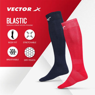 Unisex Solid Knee High (Pack of 4) Free Size (Navy & Red)