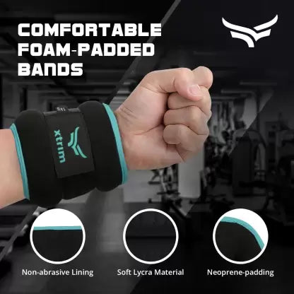Neoprene Weighted Straps for Wrist & Ankle | Weights for Men & Women | For Jogging | Aerobics | Toning Cardio | Glutes (1 pair | Aqua | 0.5-2kg)