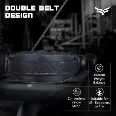Dura Weightlifting Belt 6 Inch Wide Double Heavy Duty Core Washable Back / Lumbar Support (Black)