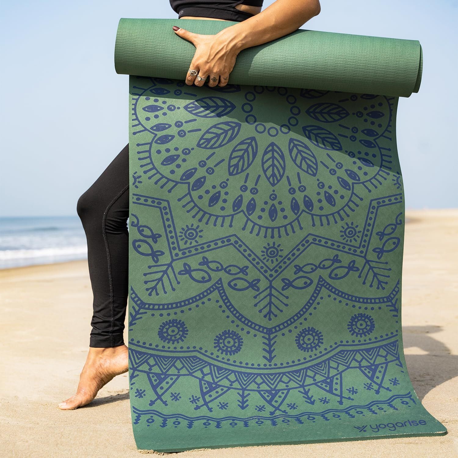 Perfumed TPE Yoga Mat with Mandala Print and Carry Bag for Men and Wom KriyaFit