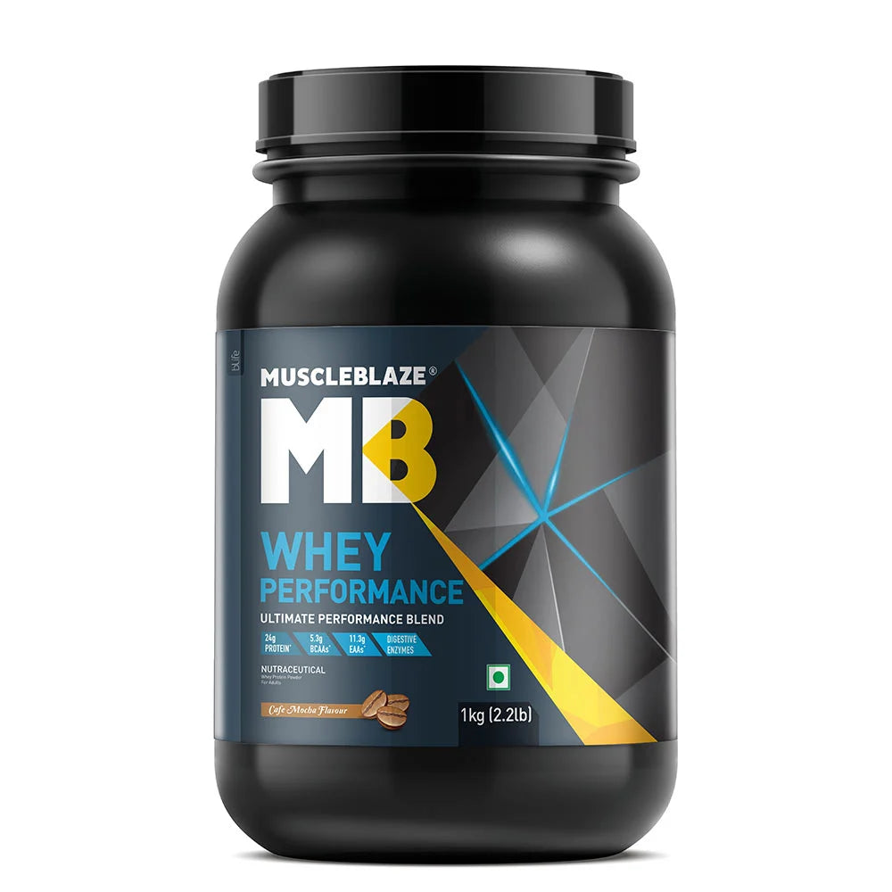 MuscleBlaze Whey Performance Protein, 1 kg (2.2 lb), Cafe Mocha