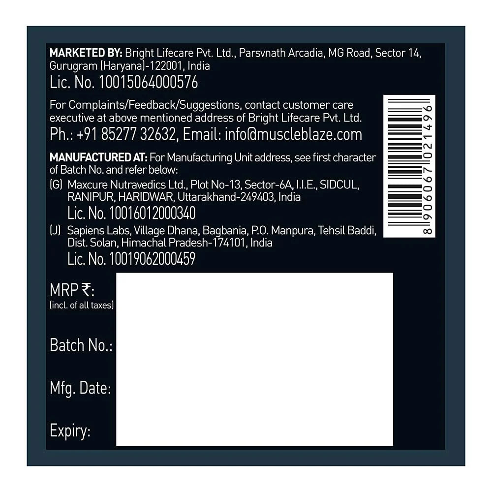 MuscleBlaze L-Glutamine, 250 g (0.55 lb)